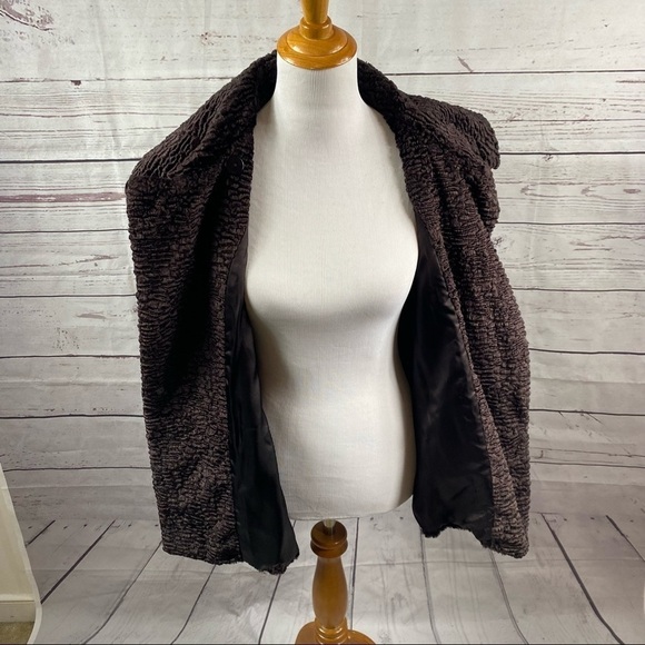 TALBOTS Petites faux shearling brown curly lamb long sleeve jacket - Picture 9 of 11